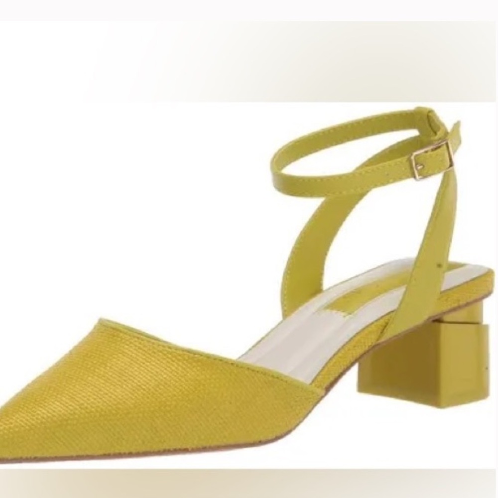 Franco Sarto Naya Pointed Toe Parrot Green Ankle Strap Block Heels Chartreuse 7M - Picture 13 of 14